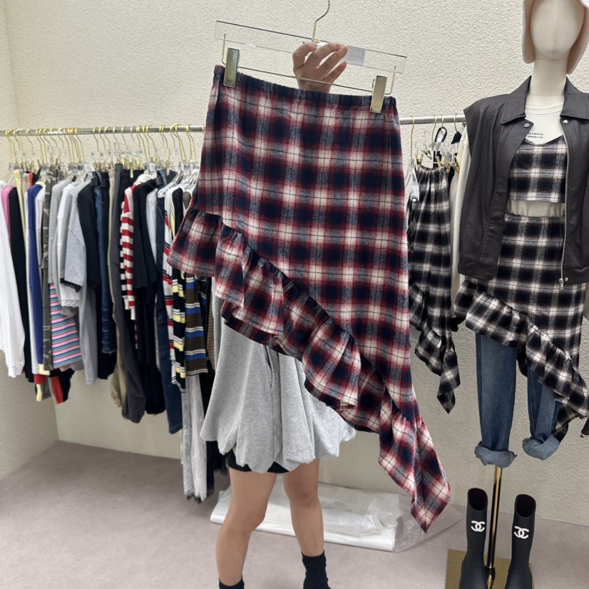 DRAWING東大門㊣實拍女裝新款推薦休閑人氣25秋冬時尚短裙格紋DRAWING短裙圖色2