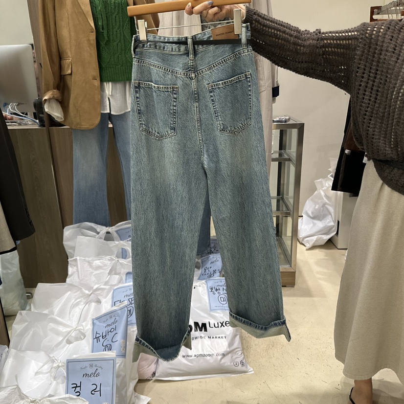 MELO東大門㊣實拍女士新款人氣25秋冬熱賣職業牛仔褲不含腰帶MELO牛仔褲