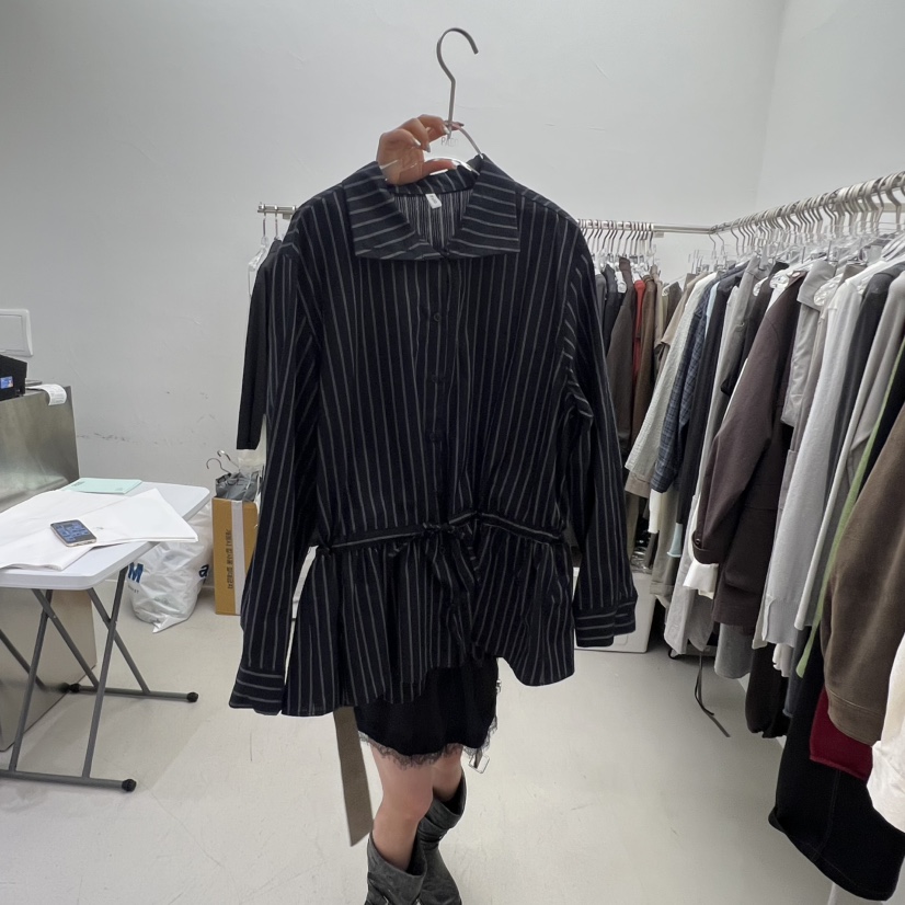 PADO東大門㊣代購女裝新品25秋冬熱賣襯衫蕾絲衫荷葉邊高領PADO襯衫/蕾絲衫圖色3