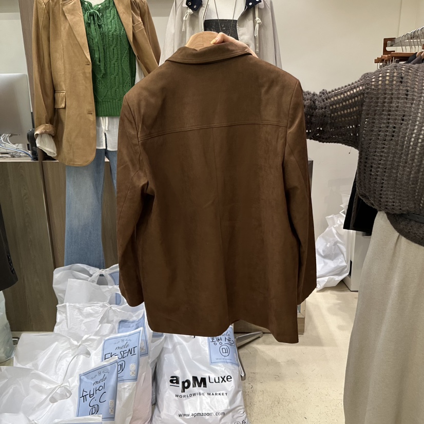 MELO東大門㊣代購女裝新品推薦休閑職業夾克不含內搭絨面革MELO夾克