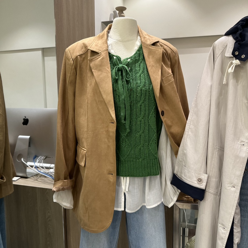 MELO東大門㊣代購女裝新品推薦休閑職業夾克不含內搭絨面革MELO夾克