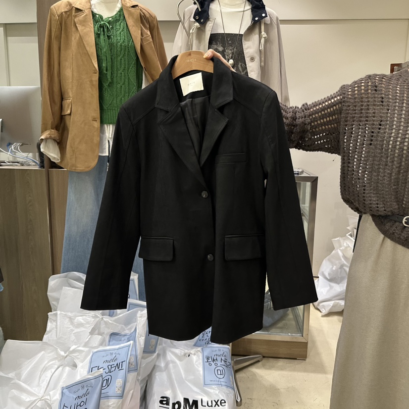 MELO東大門㊣代購女裝新品推薦休閑職業夾克不含內搭絨面革MELO夾克圖色4
