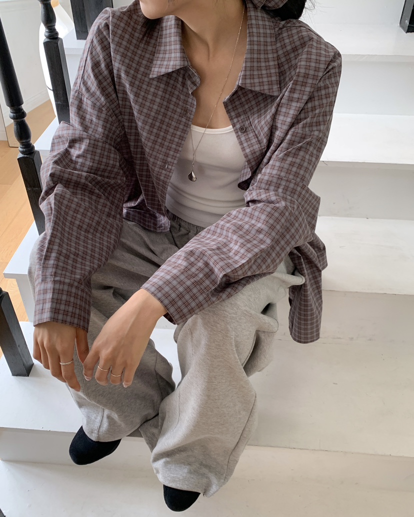 ROUGH東大門㊣實拍女士新款推薦真品25秋冬時尚襯衫蕾絲衫格紋ROUGH襯衫/蕾絲衫