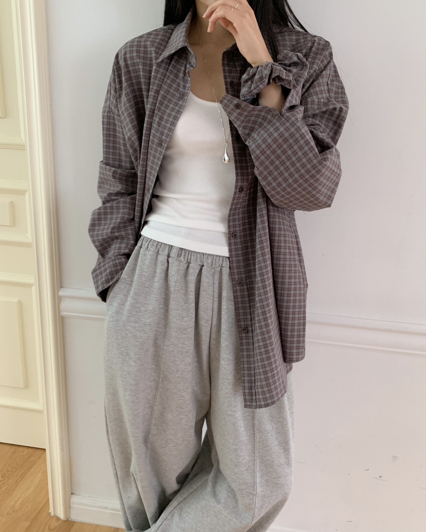 ROUGH東大門㊣實拍女士新款推薦真品25秋冬時尚襯衫蕾絲衫格紋ROUGH襯衫/蕾絲衫