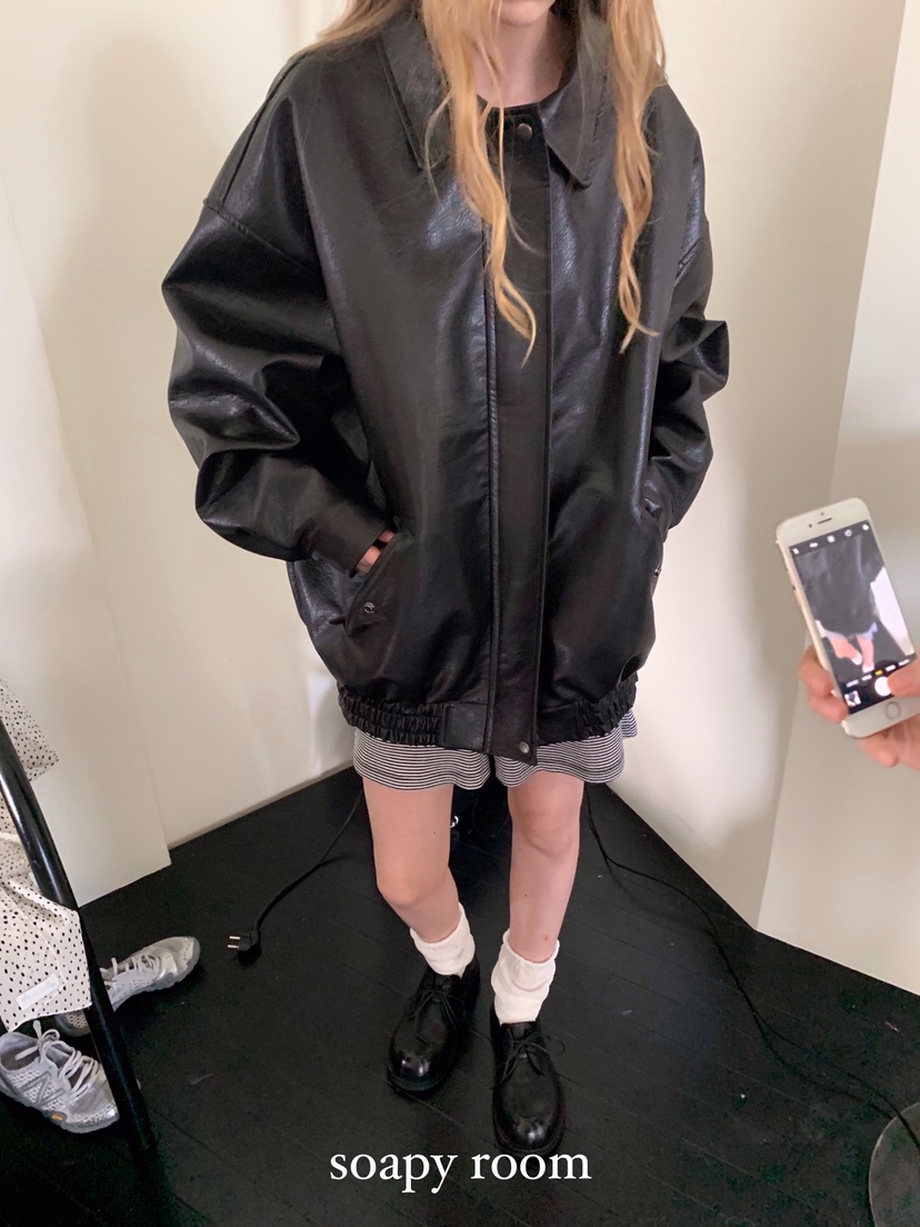 SOAPYROOM韓國直郵㊣女裝新款人氣真品推薦熱賣25秋冬夾克皮革SOAPYROOM夾克