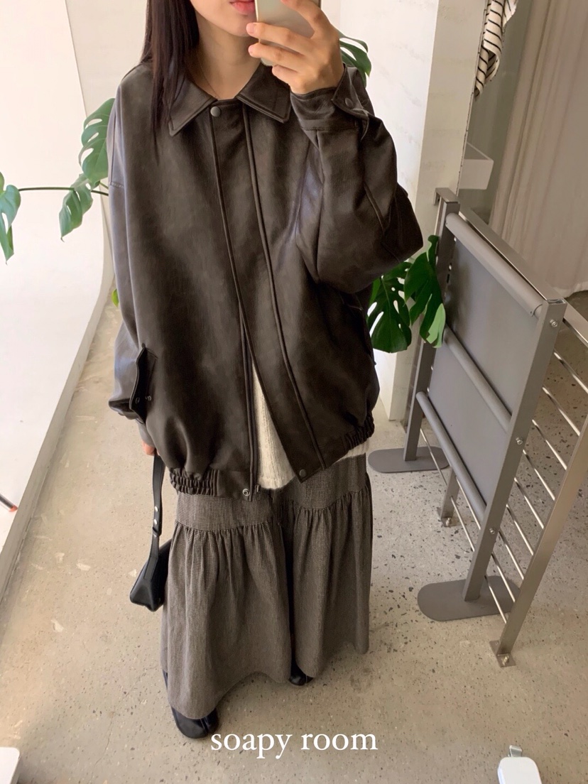 SOAPYROOM韓國直郵㊣女裝新款人氣真品推薦熱賣25秋冬夾克皮革SOAPYROOM夾克