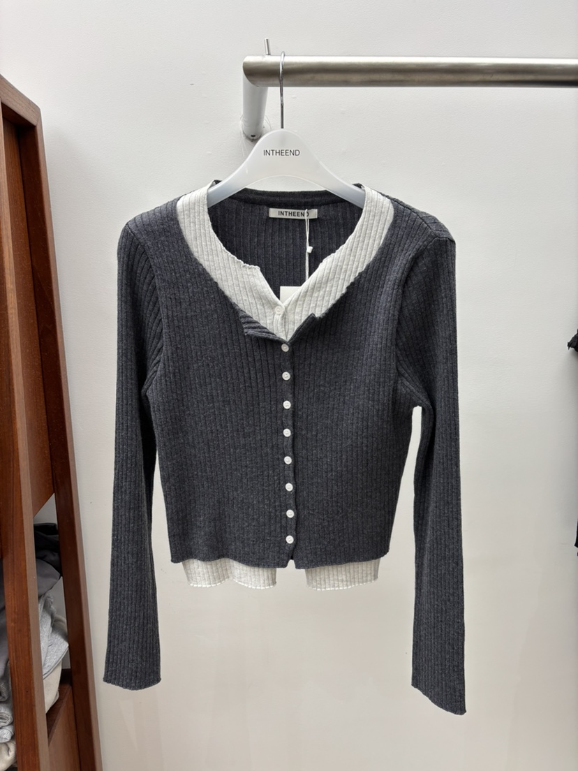 INTHEEND韓國代購㊣女裝新品25秋冬真品熱賣針織衫開衫羅紋INTHEEND針織衫