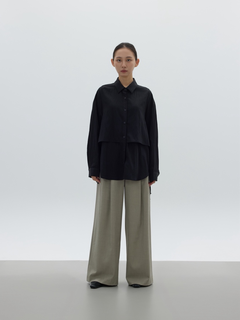 LE-PPL韓國代購㊣女士新品25秋冬職業推薦襯衫蕾絲衫雙排扣LE-PPL襯衫/蕾絲衫