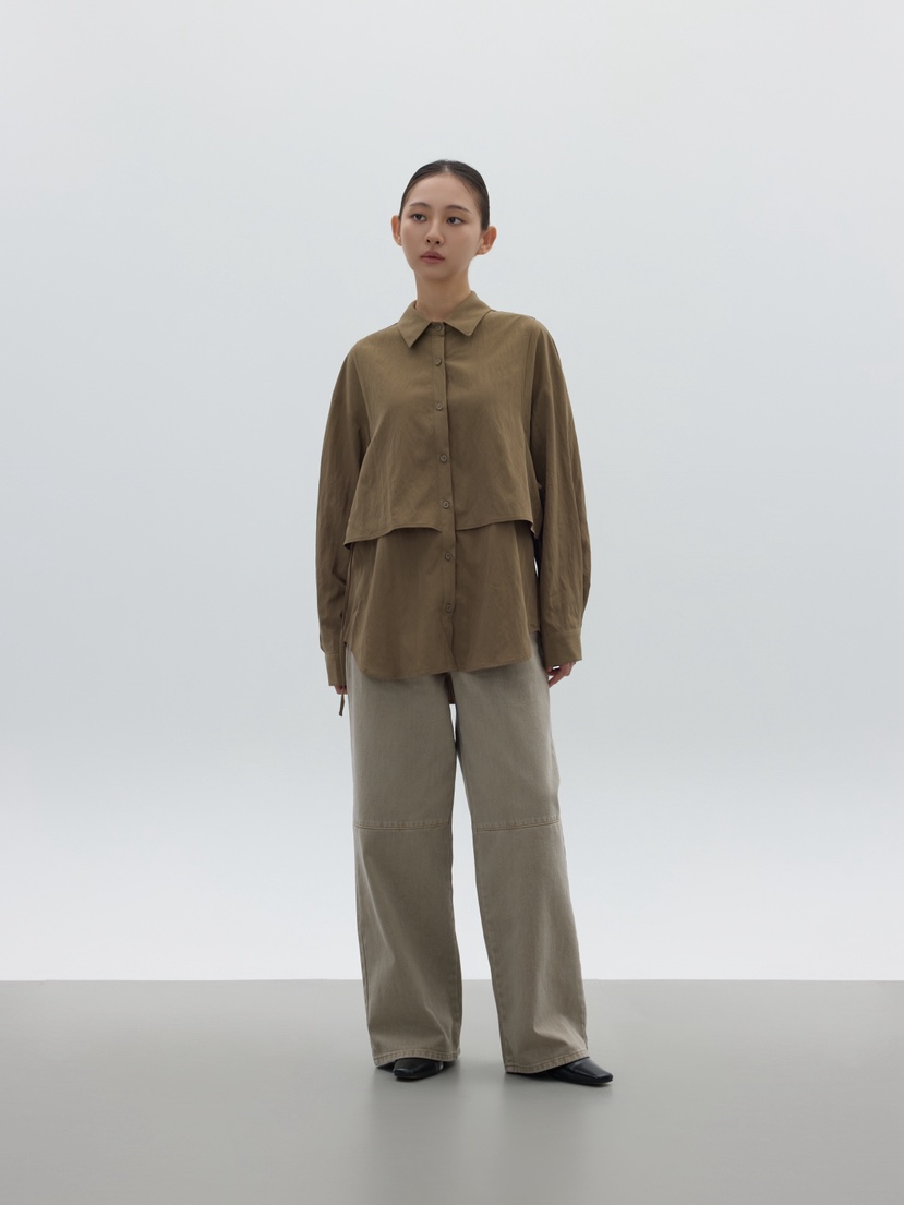 LE-PPL韓國代購㊣女士新品25秋冬職業推薦襯衫蕾絲衫雙排扣LE-PPL襯衫/蕾絲衫