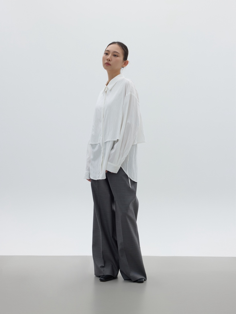 LE-PPL韓國代購㊣女士新品25秋冬職業推薦襯衫蕾絲衫雙排扣LE-PPL襯衫/蕾絲衫