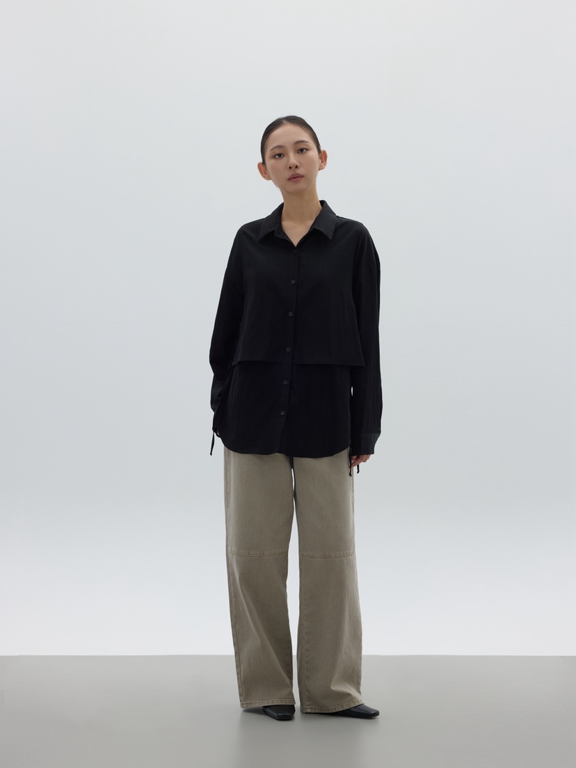 LE-PPL韓國代購㊣女士新品25秋冬職業推薦襯衫蕾絲衫雙排扣LE-PPL襯衫/蕾絲衫