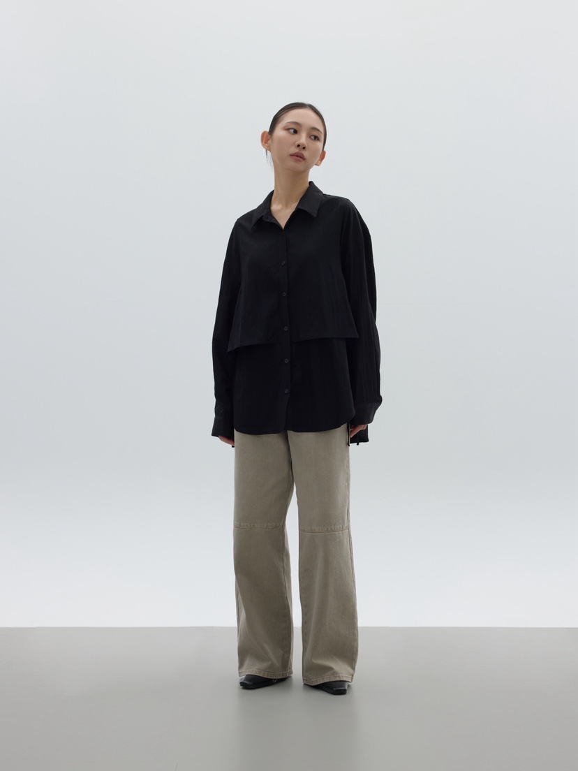 LE-PPL韓國代購㊣女士新品25秋冬職業推薦襯衫蕾絲衫雙排扣LE-PPL襯衫/蕾絲衫