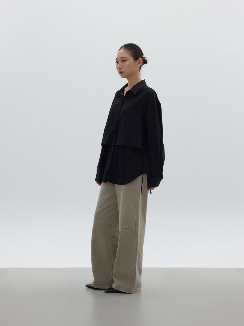 LE-PPL韓國代購㊣女士新品25秋冬職業推薦襯衫蕾絲衫雙排扣LE-PPL襯衫/蕾絲衫