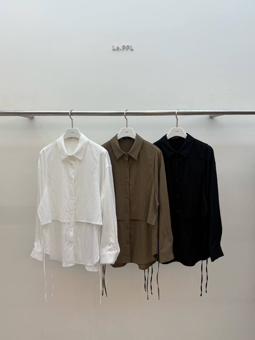 LE-PPL韓國代購㊣女士新品25秋冬職業推薦襯衫蕾絲衫雙排扣LE-PPL襯衫/蕾絲衫