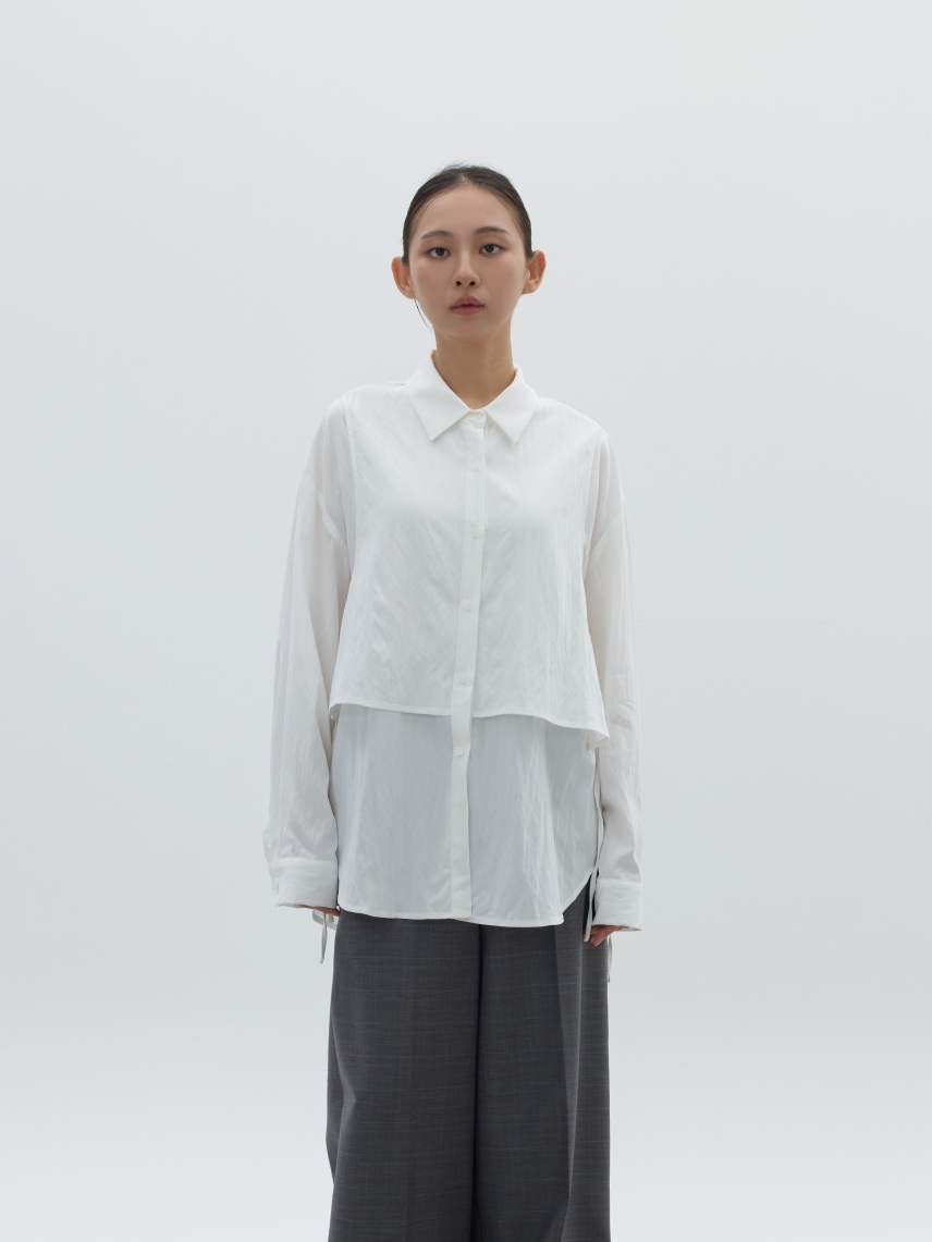 LE-PPL韓國代購㊣女士新品25秋冬職業推薦襯衫蕾絲衫雙排扣LE-PPL襯衫/蕾絲衫