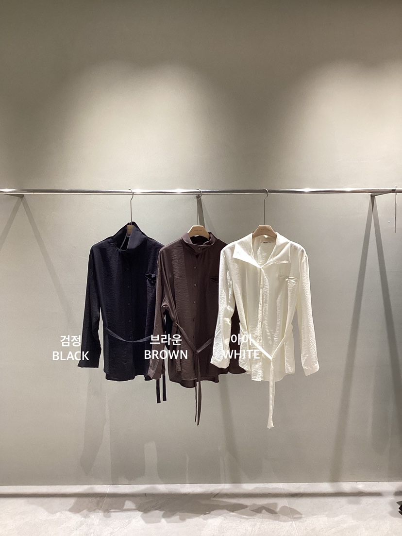 NEAR LEAP-P東大門㊣實拍女士新品人氣襯衫蕾絲衫含腰帶高領NEAR LEAP襯衫/蕾絲衫