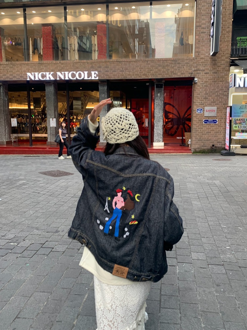 SUNDER MARKET韓國直郵㊣女裝新款熱賣25秋冬時尚夾克刺繡SUNDER MARKET夾克