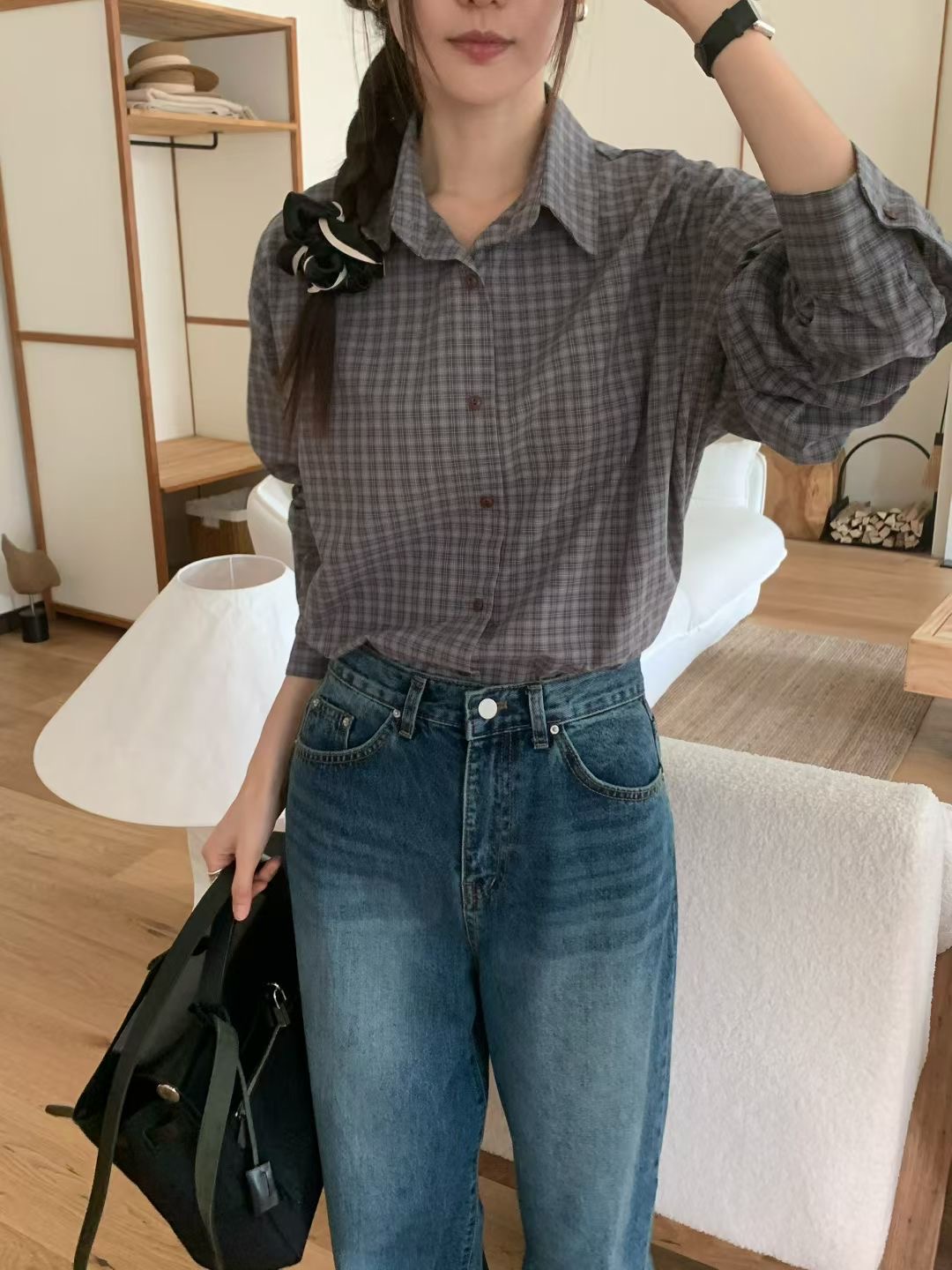 DINING韓國代購㊣女裝新品休閑職業時尚推薦人氣襯衫蕾絲衫DINING襯衫/蕾絲衫