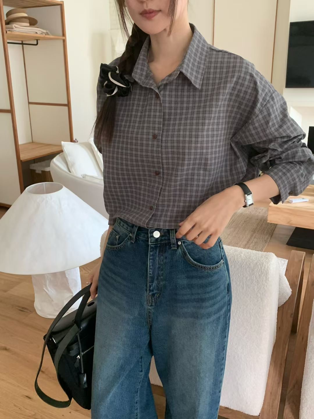 DINING韓國代購㊣女裝新品休閑職業時尚推薦人氣襯衫蕾絲衫DINING襯衫/蕾絲衫