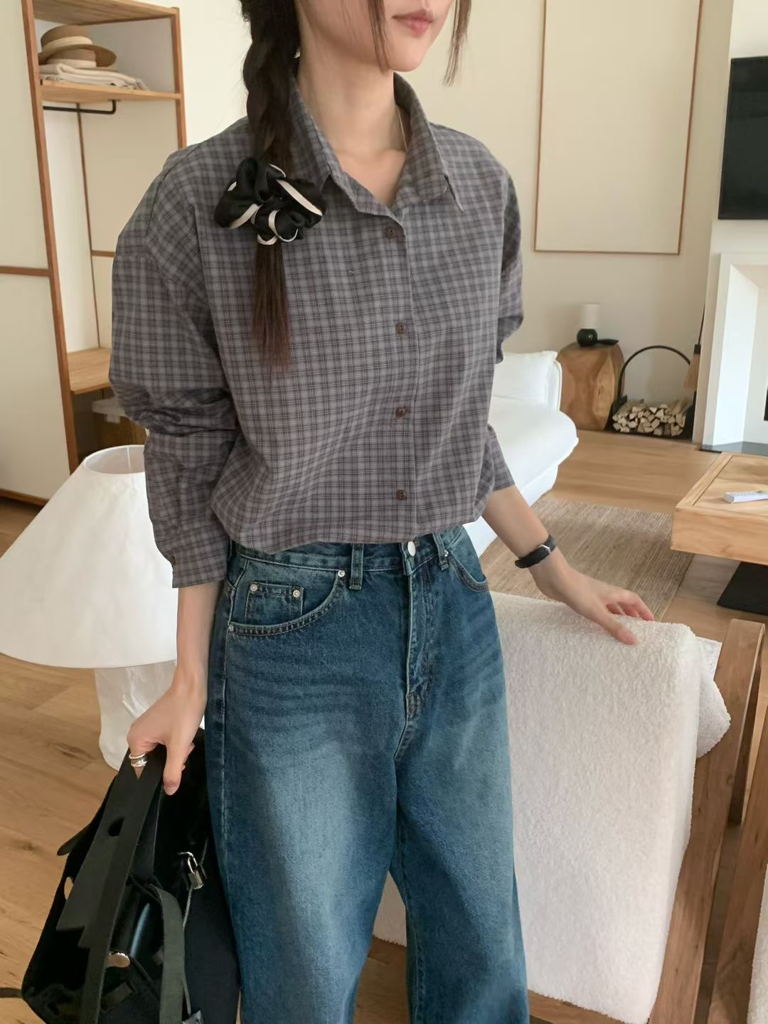 DINING韓國代購㊣女裝新品休閑職業時尚推薦人氣襯衫蕾絲衫DINING襯衫/蕾絲衫
