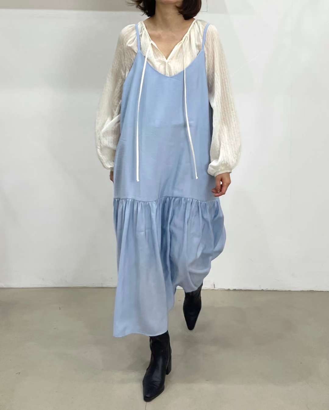 CRUCIALSTAR東大門㊣直郵女裝新款職業休閑連衣裙不含內搭綁帶CRUCIALSTAR連衣裙圖色2