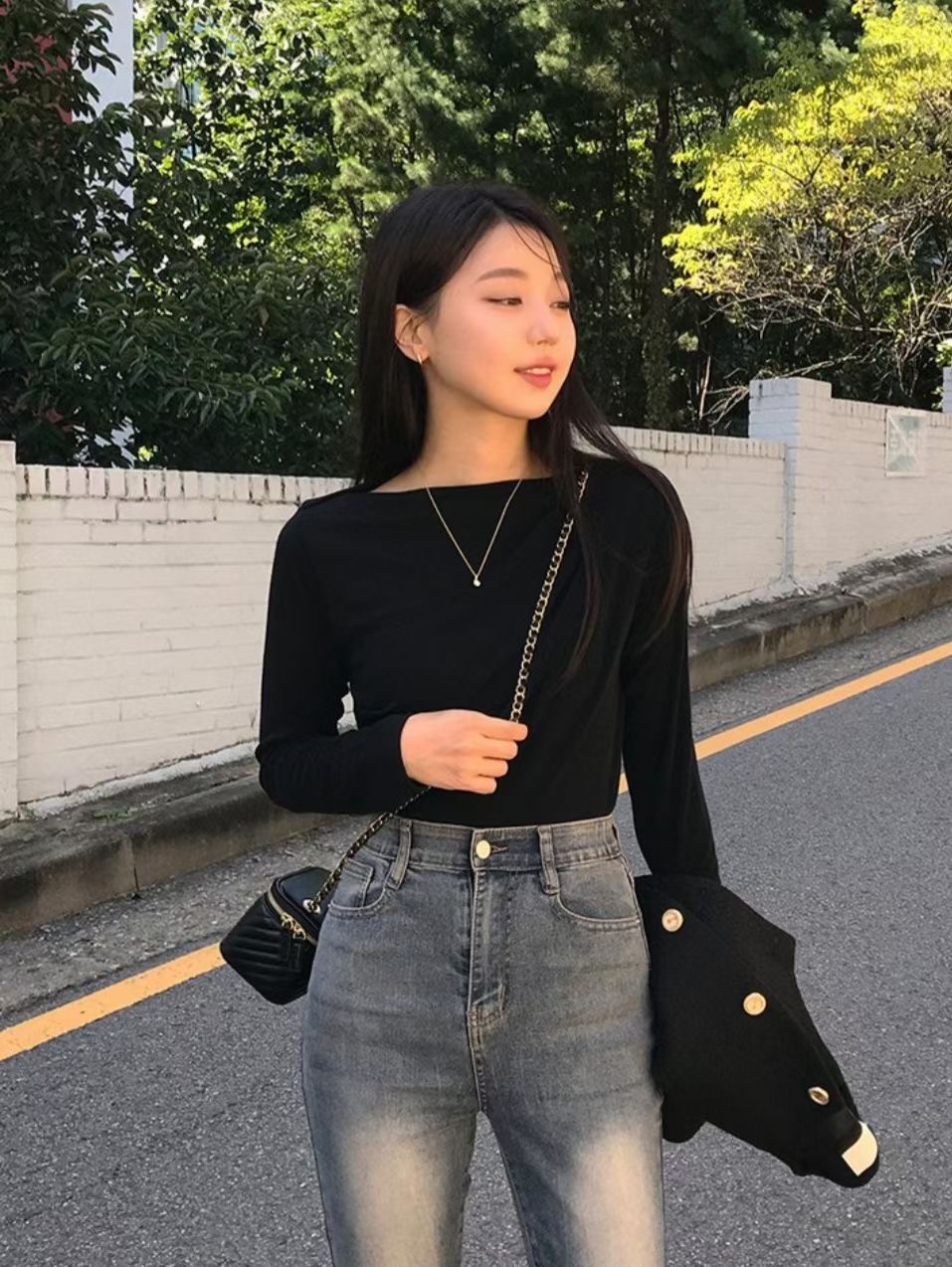 DENALIRE東大門㊣直郵女士新品25秋冬推薦休閑人氣時尚長袖T恤DENALIRE長袖T恤
