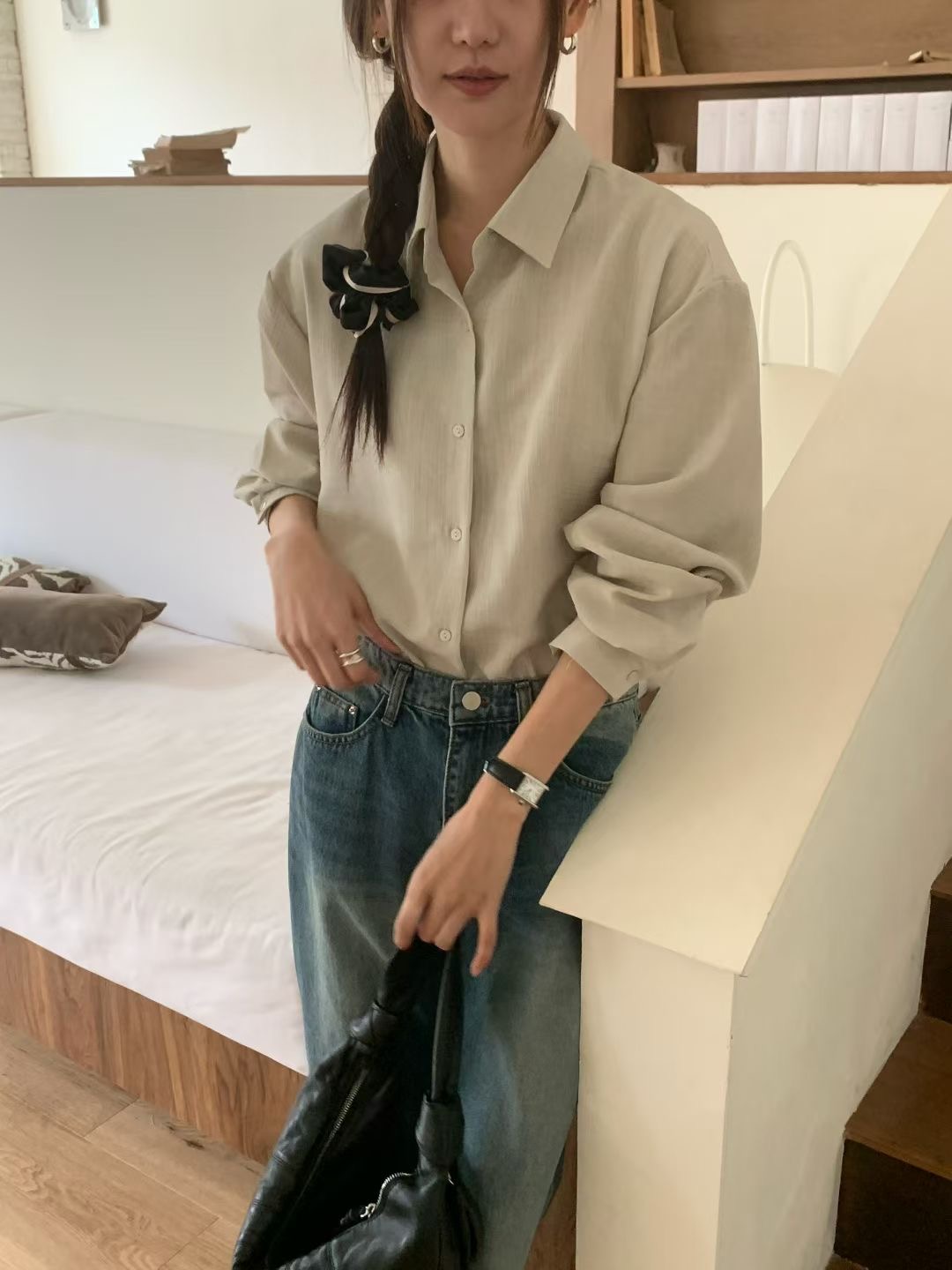 DINING東大門㊣實拍女士新品25秋冬休閑人氣推薦襯衫蕾絲衫DINING襯衫/蕾絲衫