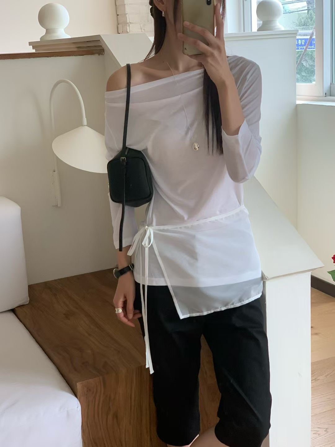 DINING韓國代購㊣女士新款職業熱賣休閑長袖T恤不含屁簾雪紡DINING長袖T恤