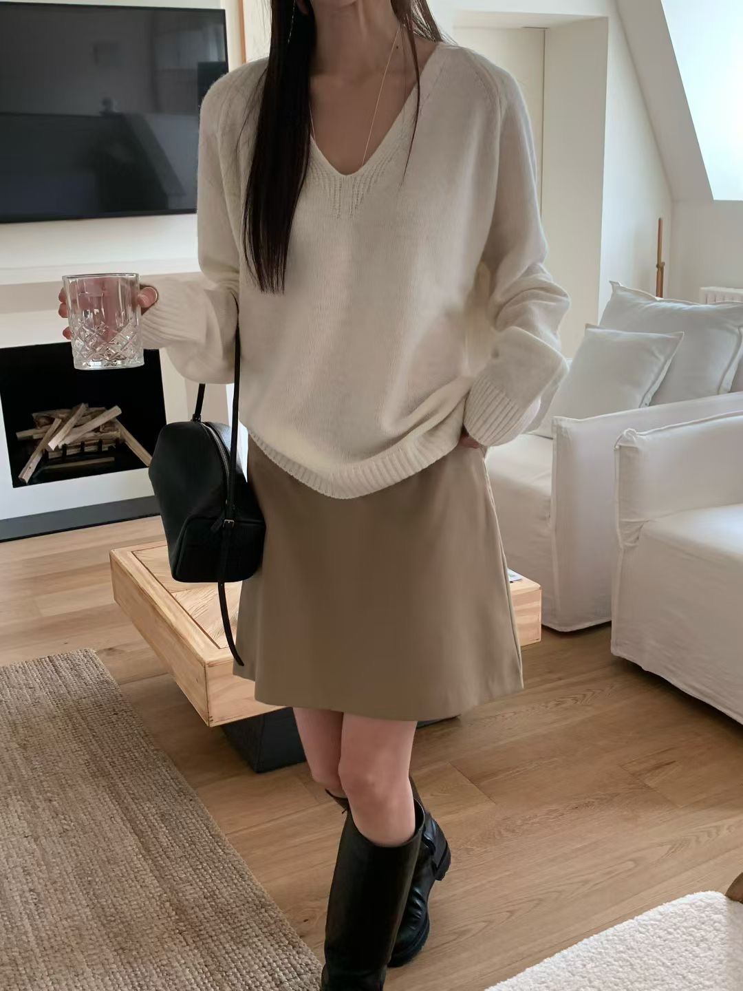DINING東大門㊣直郵女裝新款時尚人氣熱賣推薦25秋冬短裙羊毛DINING短裙圖色2
