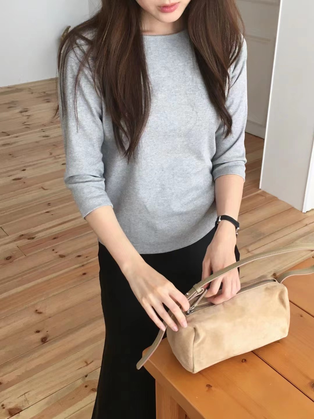 WEARME東大門㊣代購女士新品時尚25秋冬熱賣職業休閑T恤船領WEARMET恤圖色2