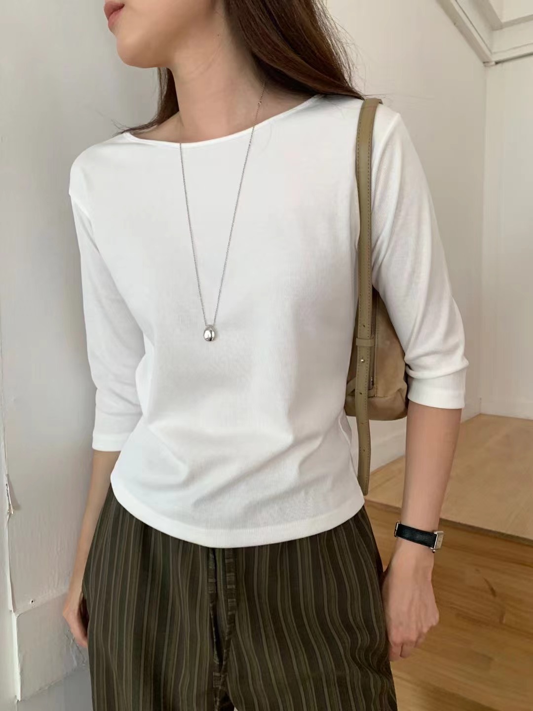 WEARME東大門㊣代購女士新品時尚25秋冬熱賣職業休閑T恤船領WEARMET恤圖色3