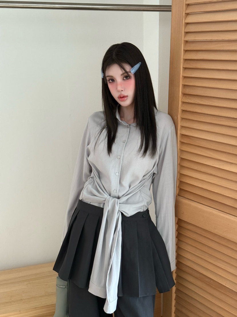 MARKE-P韓國代購㊣女裝新款休閑推薦熱賣襯衫蕾絲衫天絲羅紋MARKE-P襯衫/蕾絲衫