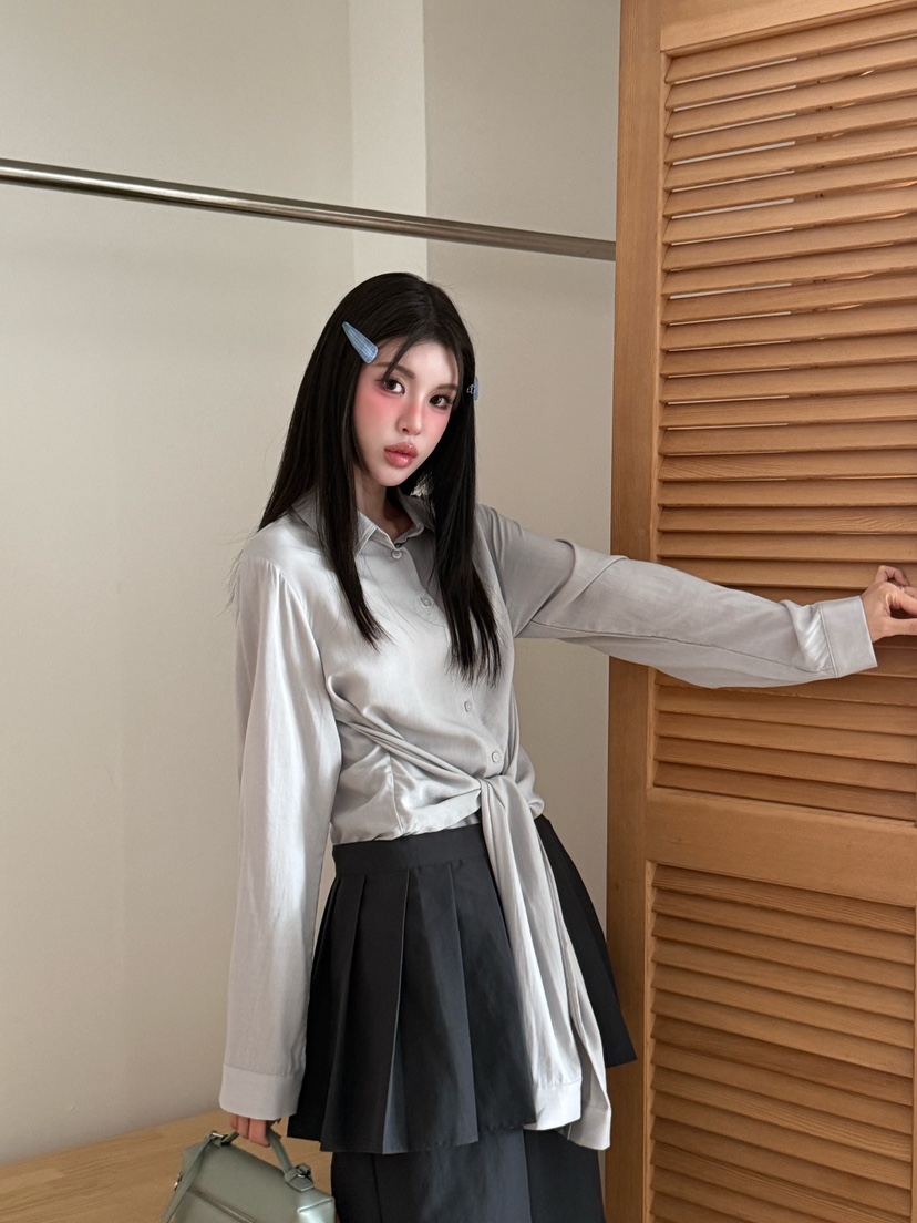 MARKE-P韓國代購㊣女裝新款休閑推薦熱賣襯衫蕾絲衫天絲羅紋MARKE-P襯衫/蕾絲衫