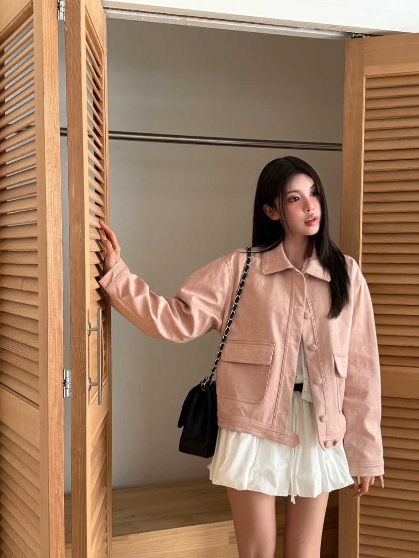 MARKE-P韓國代購㊣女裝新款25秋冬真品時尚職業夾克絨面革MARKE-P夾克