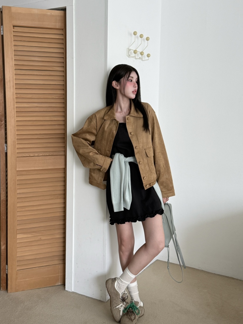 MARKE-P韓國代購㊣女裝新款25秋冬真品時尚職業夾克絨面革MARKE-P夾克