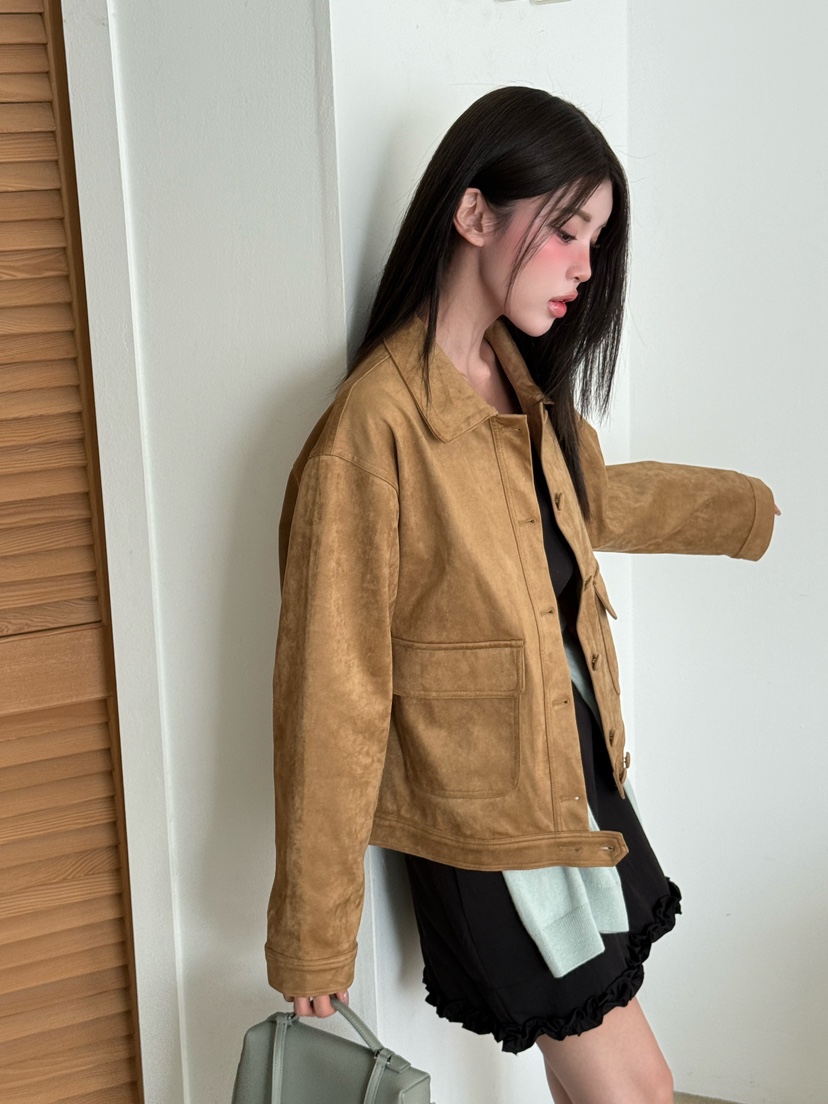 MARKE-P韓國代購㊣女裝新款25秋冬真品時尚職業夾克絨面革MARKE-P夾克