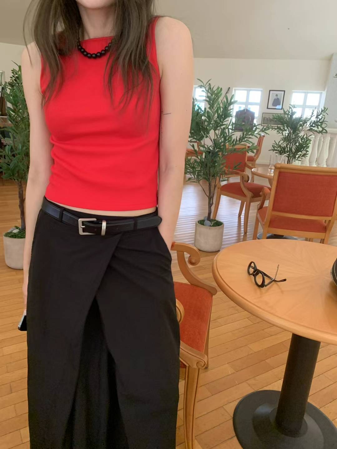 ONDA韓國代購㊣女裝新款推薦25秋冬人氣吊帶背心不含配飾船領ONDA吊帶/背心圖色2