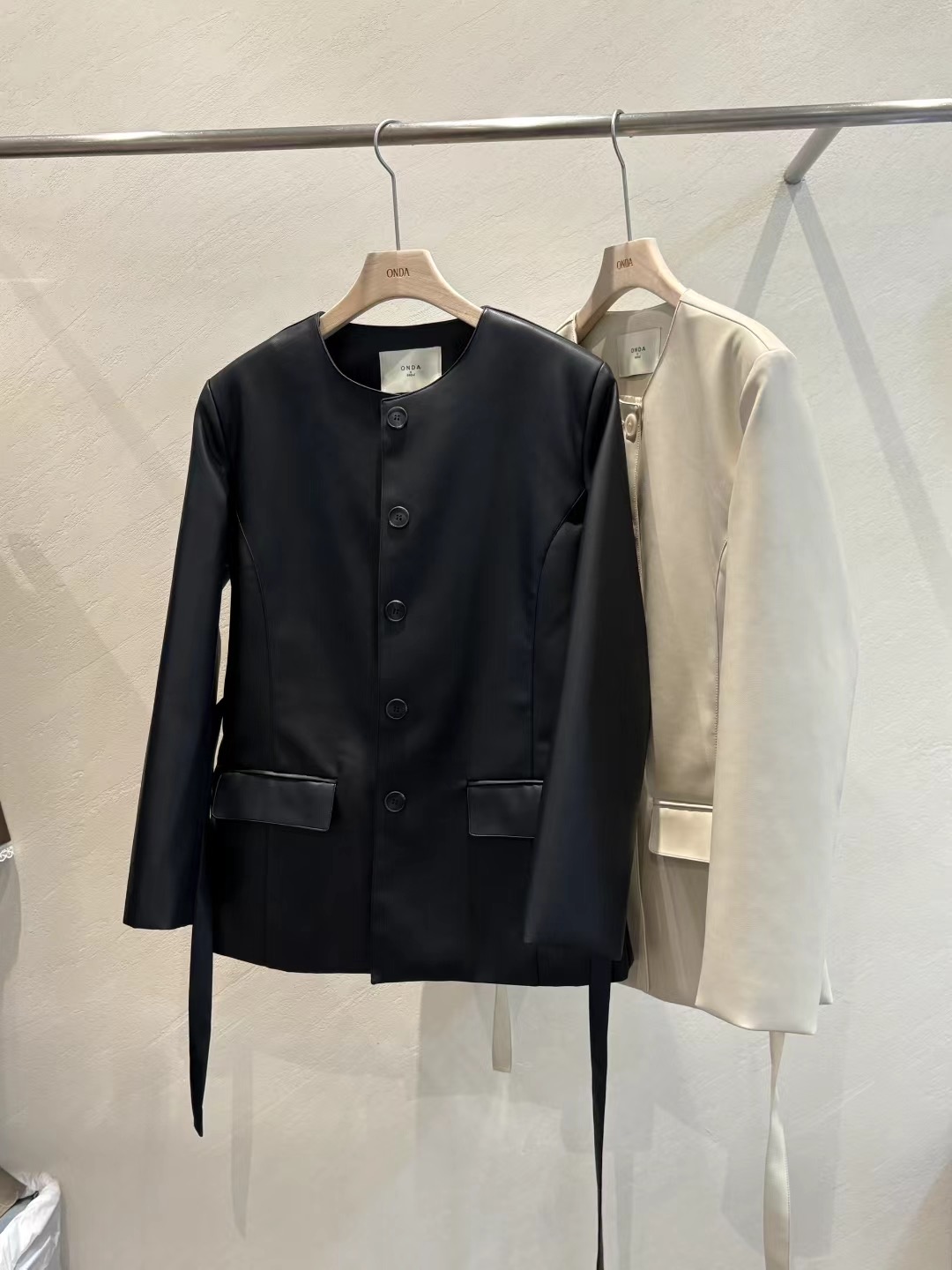 ONDA韓國直郵㊣女裝新品25秋冬真品時尚人氣職業休閑夾克皮革ONDA夾克圖色2左二色