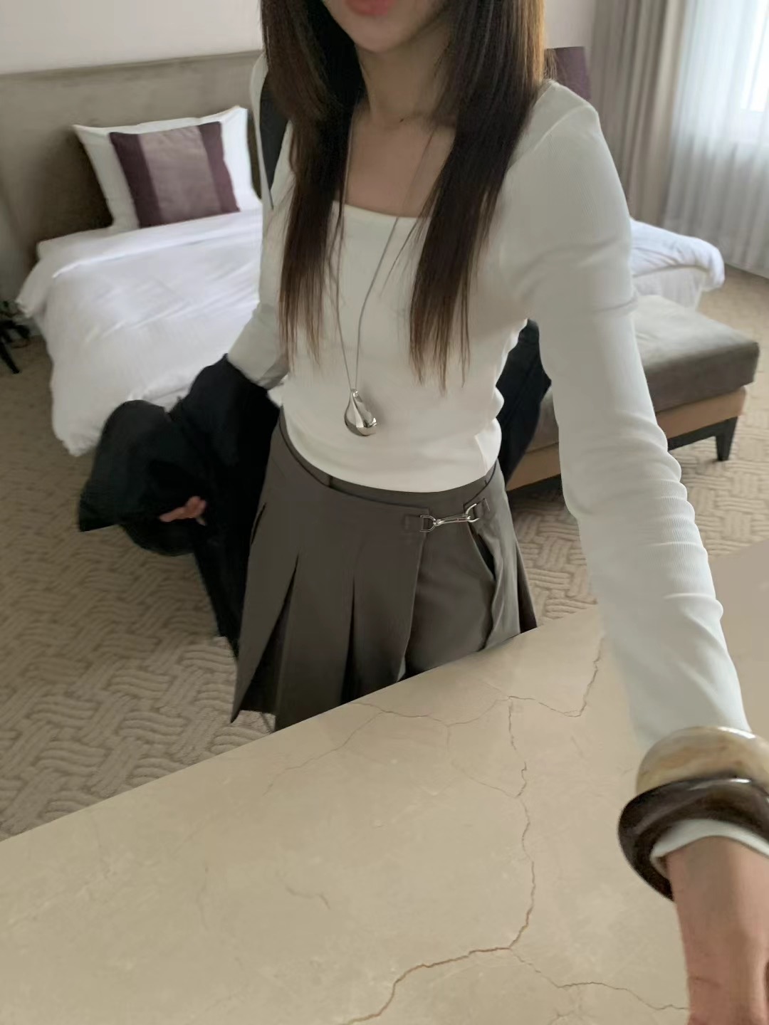 ONDA韓國代購㊣女裝新款25秋冬時尚職業休閑真品推薦長袖T恤ONDA長袖T恤