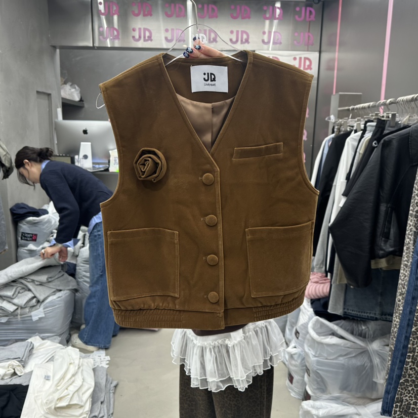 JUDYQUE韓國代購㊣女士新品時尚休閑熱賣真品25秋冬馬甲含花JUDYQUE馬甲