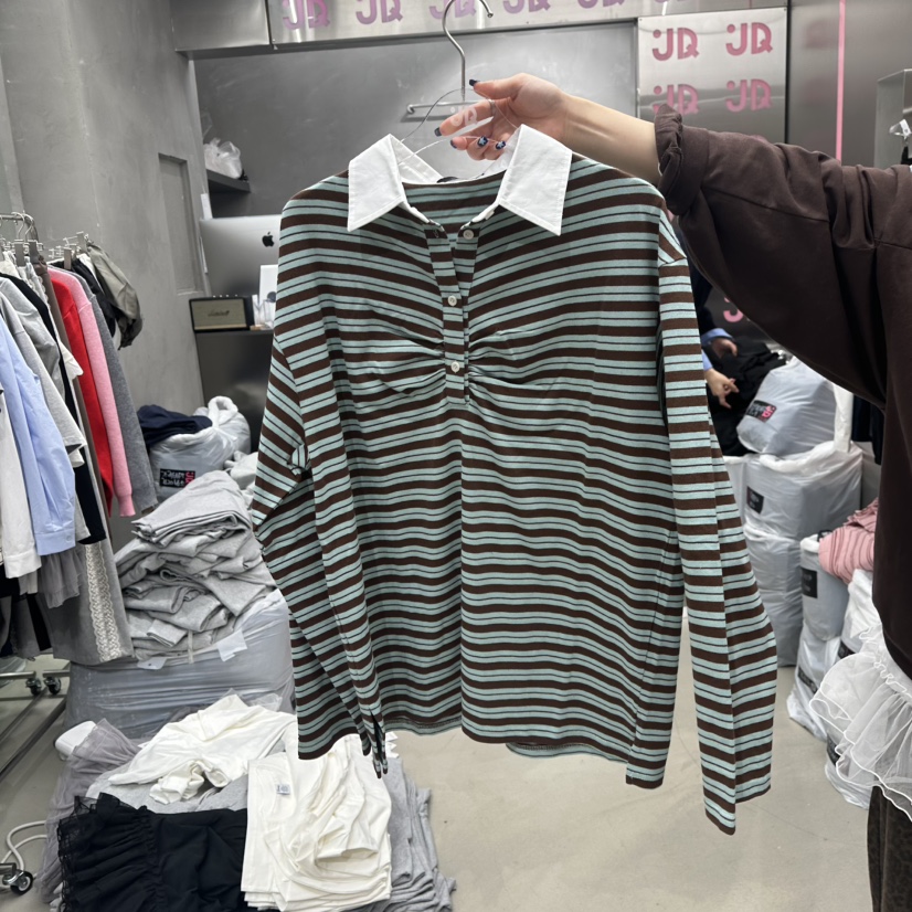 JUDYQUE東大門㊣實拍女士新品真品休閑時尚熱賣長袖T恤高領JUDYQUE長袖T恤圖色2