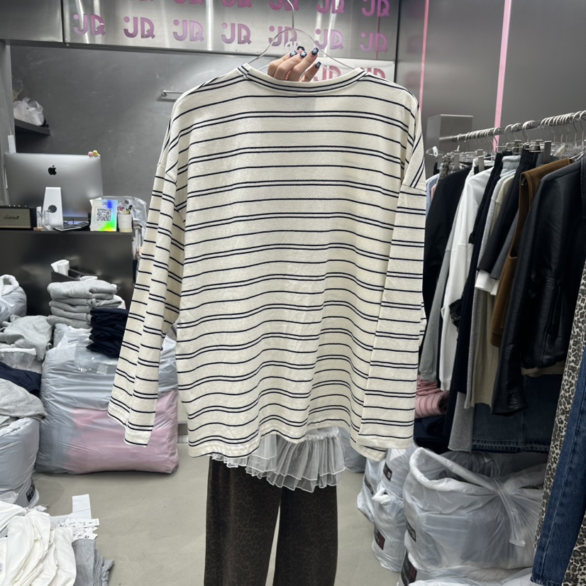 JUDYQUE韓國代購㊣女裝新品休閑25秋冬人氣真品熱賣長袖T恤JUDYQUE長袖T恤