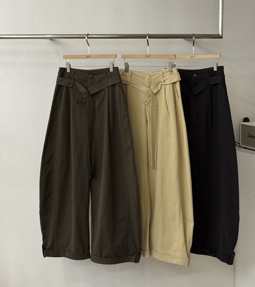 TWENTY FOUR SEVEN24-7韓國代購㊣女士新品25秋冬休閑褲含腰帶TEWNTY FOUR SEVEN24-7休閑褲