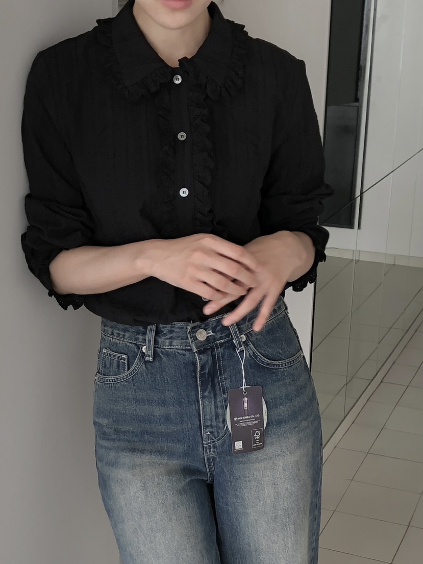 LONG PEAK韓國代購㊣女士新款推薦休閑25秋冬職業襯衫蕾絲衫LONG PEAK襯衫/蕾絲衫
