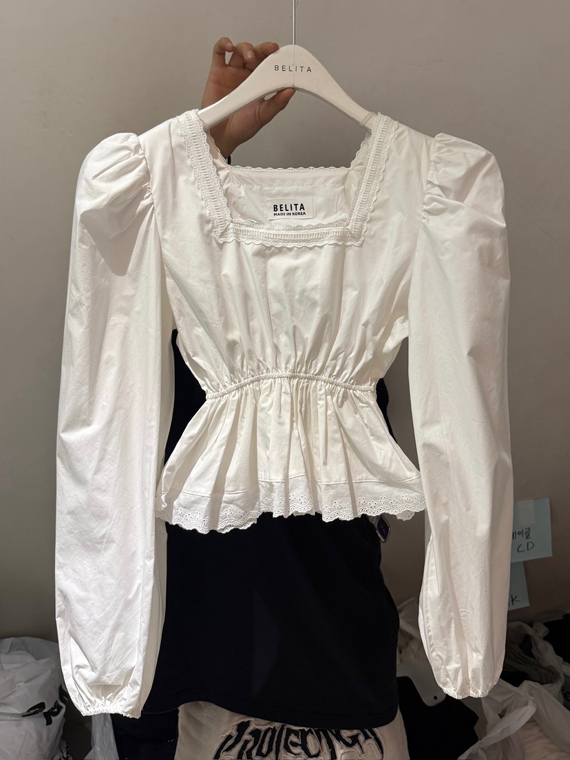BELITA-L韓國代購㊣女士新品休閑熱賣25秋冬襯衫蕾絲衫蕾絲BELITA-L襯衫/蕾絲衫