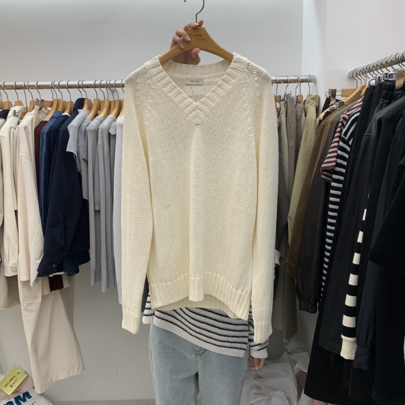 DRESS ROOM東大門㊣直郵女裝新款熱賣推薦人氣職業針織衫V領DRESS ROOM針織衫圖色2