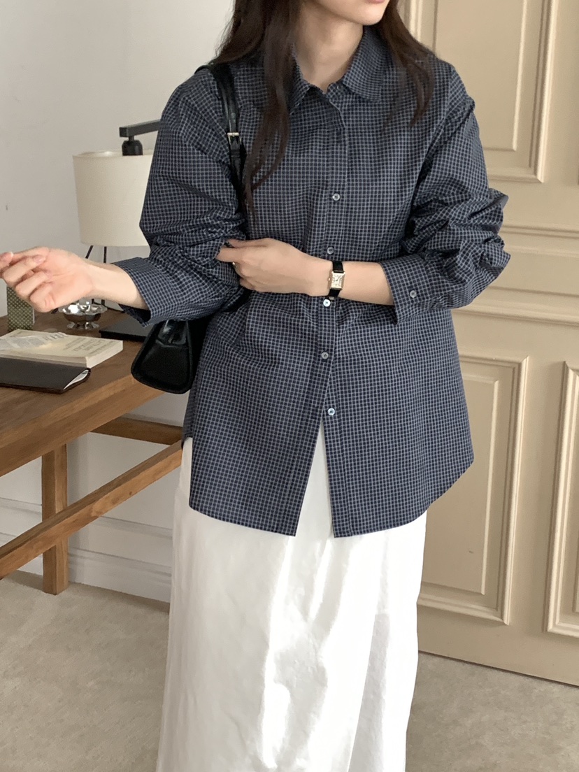 CM韓國代購㊣女士新款推薦真品人氣熱賣時尚襯衫蕾絲衫格紋CM_centimeter襯衫/蕾絲衫