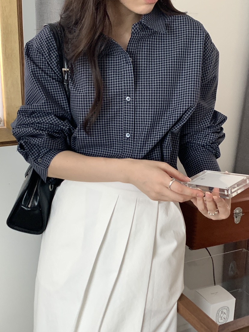 CM韓國代購㊣女士新款推薦真品人氣熱賣時尚襯衫蕾絲衫格紋CM_centimeter襯衫/蕾絲衫