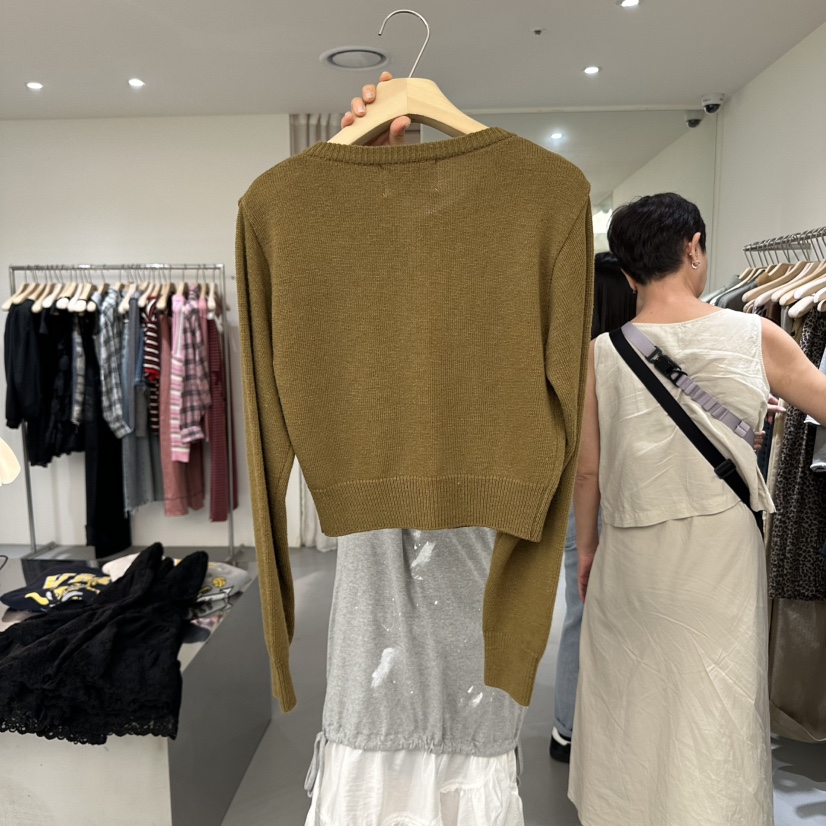 VAULT韓國代購㊣女裝新品推薦職業25秋冬針織衫刺繡花朵開衫VAULT針織衫