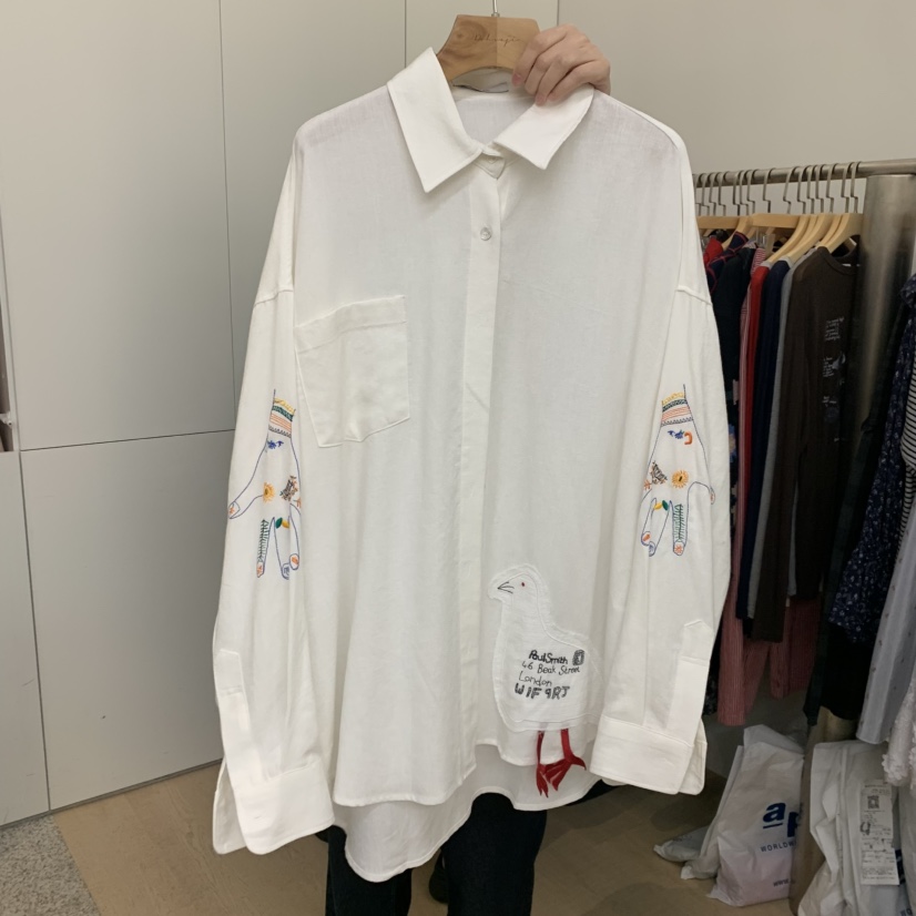 DOHWAJI東大門㊣代購女裝新品真品熱賣25秋冬襯衫蕾絲衫刺繡DOHWAJI襯衫/蕾絲衫